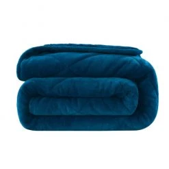 Brand new ❤️ Luxemode 12 Lb. Machine Washable Buttery Soft Velvet/Sherpa Weighted Blanket Navy Blue ????