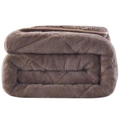 New ???? Luxemode 15 Lb. Anti-microbial Machine Washable Faux Fur Weighted Blanket Mocha ????