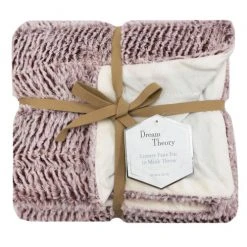 Flash Sale ???? Dream Theory Reversible Fur And Solid Mink Throw Blanket Brown ⭐