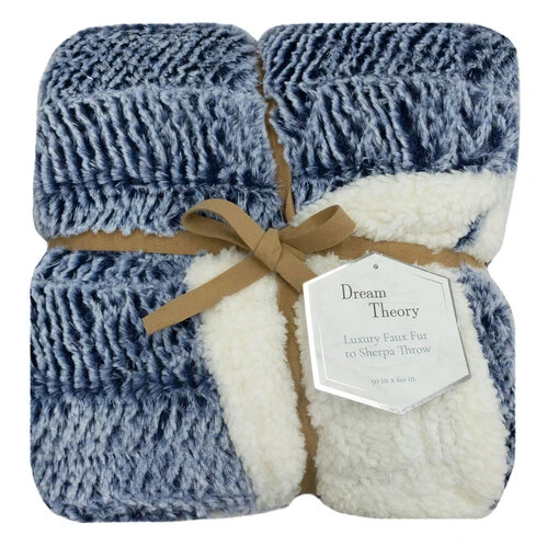 Top 10 ???? Dream Theory Reversible Fur And Solid Sherpa Throw Blanket Blue ???? 3 Top 10 ???? Dream Theory Reversible Fur And Solid Sherpa Throw Blanket Blue ????