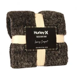 Outlet ???? Hurley 50" X 60" Bonded Frosted Sherpa / Solid Sherpa Throw Blanket Black ????