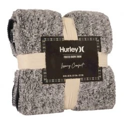 Hot Sale ❤️ Hurley 50" X 60" Bonded Frosted Sherpa / Solid Sherpa Throw Blanket Light Gray ????