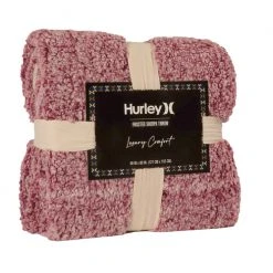 Outlet ???? Hurley 50" X 60" Bonded Frosted Sherpa / Solid Sherpa Throw Blanket Burgundy ✔️